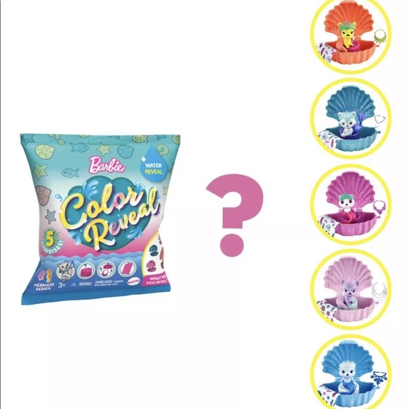 New Barbie Color Reveal Mermaid Pet Series Blind Mystery Bag - Picture 3 of 3